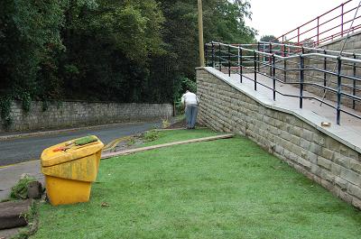 Laying the turf